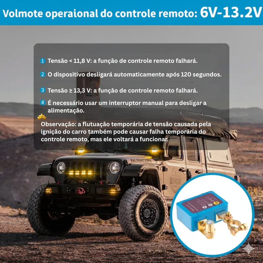 Interruptor de segurança para automóvel, 12V 240A, interruptor remoto de desconexão da bateria, interruptor de segurança antirroubo, interruptor de corte/desligamento automático para automóvel, camião, barco, RV, ATV e embarcação.