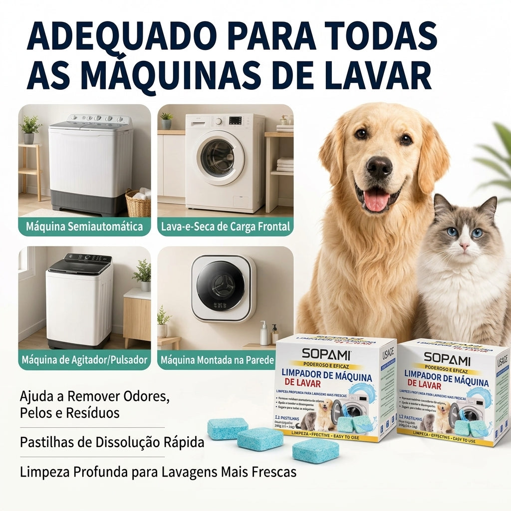 Embalagem com 12 - Pastilhas de Limpeza e Eliminação de Odores para Máquina de Lavar – Seguro