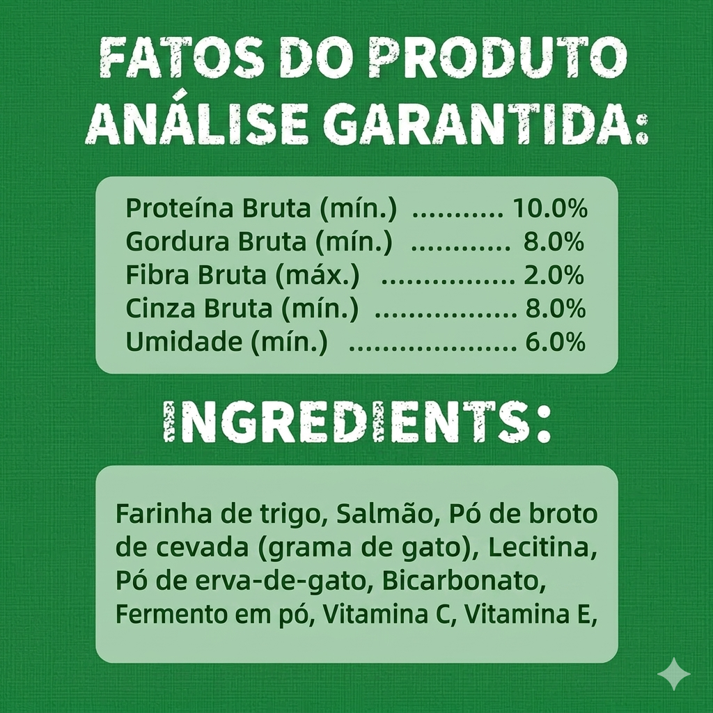 Snacks Naturais para Gatos – Sabor a Salmão com Catnip para o Controlo das Bolas de Pelo e Saúde Dentária (350g)