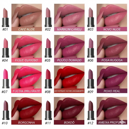 Hidratação e Cor Duradoura Kit de Batons Matte Cremosos