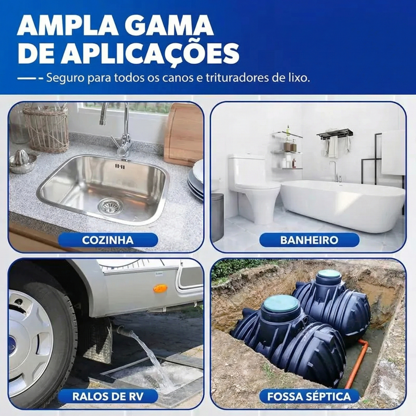 Agente de desentupimento de tubagens - Dissolve obstruções