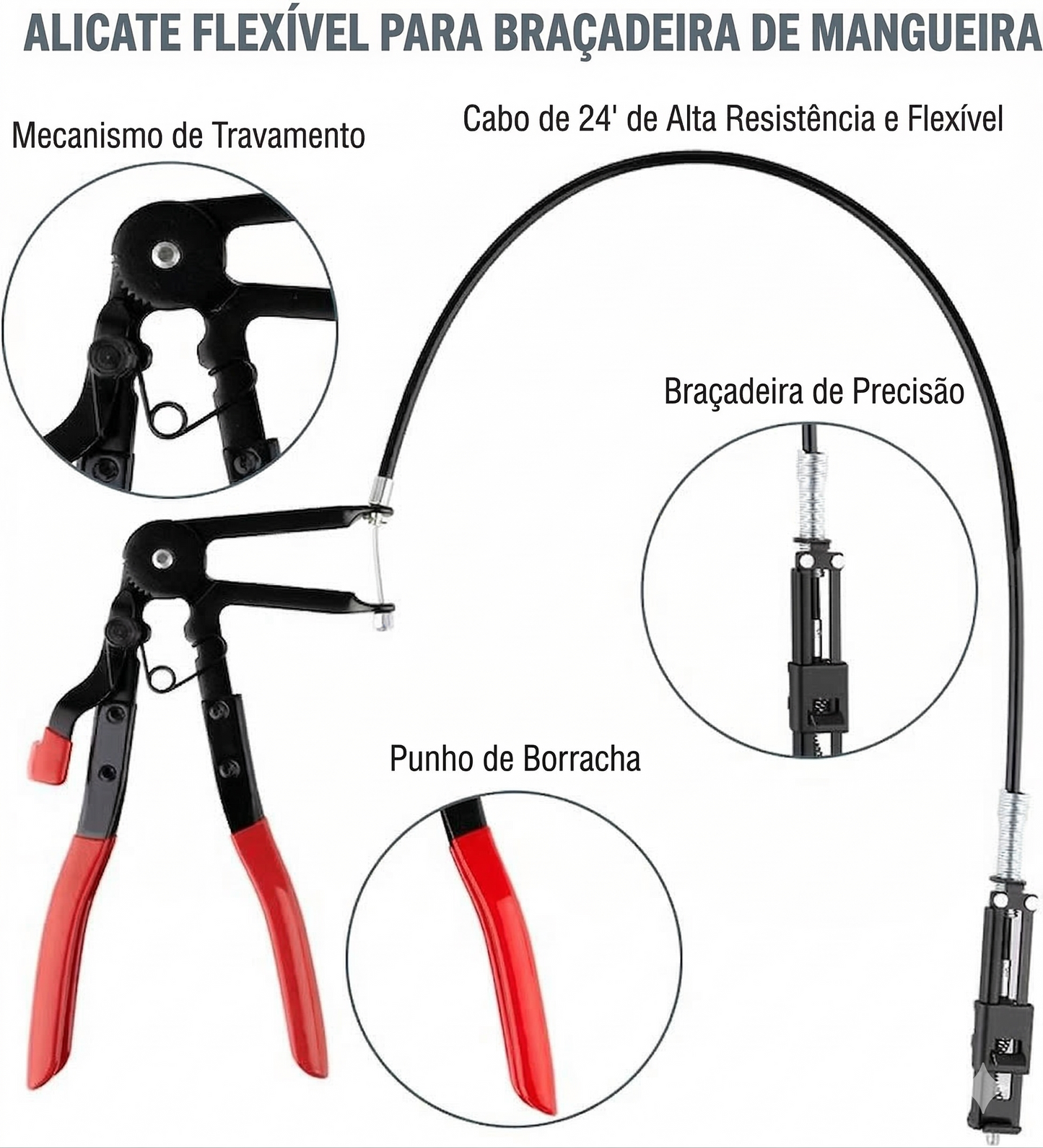 (9 peças) - Conjunto de alicates para abraçadeiras de mangueira - Braço comprido