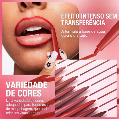 Contorno Labial Matte Duradouro Lápis à Prova d'Água 12 Unidades