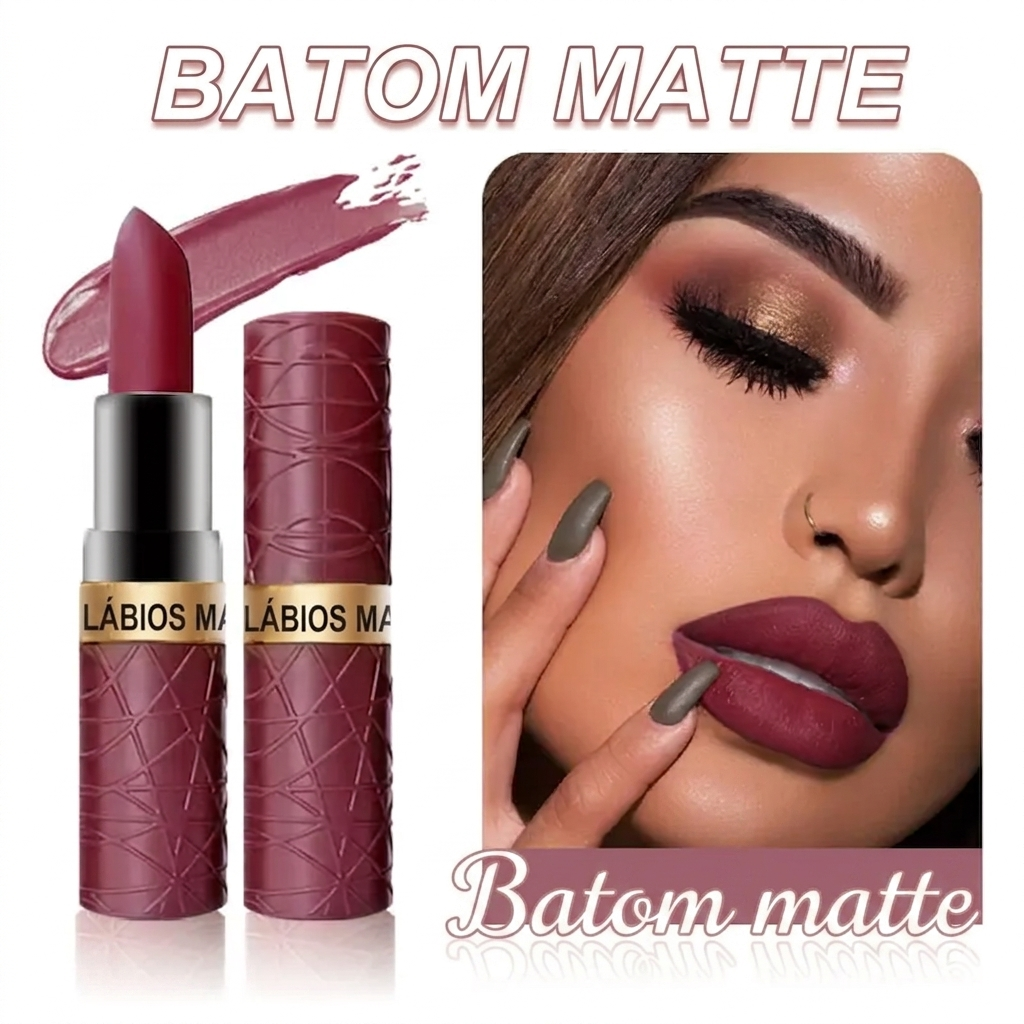 Hidratação e Cor Duradoura Kit de Batons Matte Cremosos