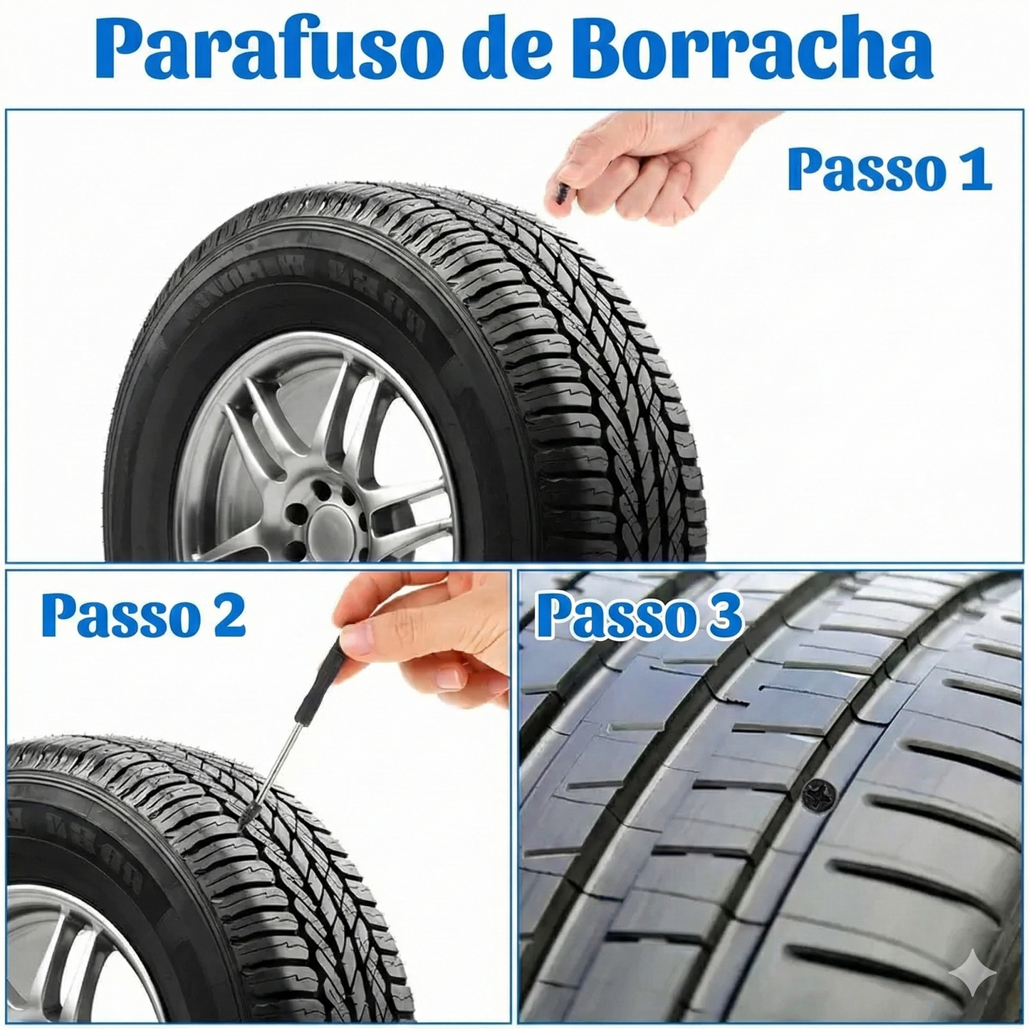 60 Unidades - Parafusos para Reparação de Pneus