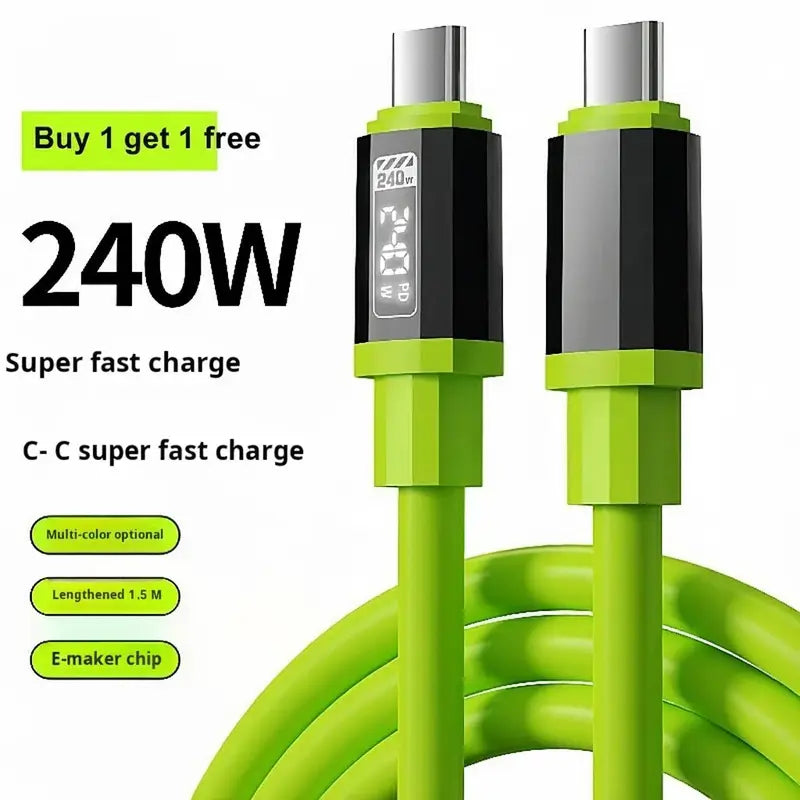 Carga Rápida Cabo 240W Alta Potência Compatível Apple Tipo-C