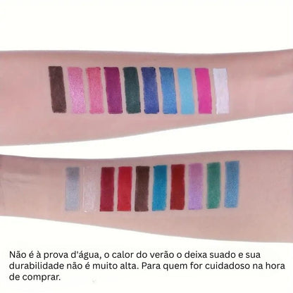 Caneta delineadora com glitter de 12 cores, acabamento brilhante nacarado de alta cor, à prova de água, caneta delineadora punk gótica esfumada, maquilhagem, conjunto de lápis delineador, produtos de maquilhagem, lápis delineadores, cosméticos