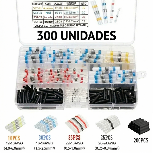 (300 peças) - Termorretráteis e impermeáveis Conectores de cabo de solda Haisstronica