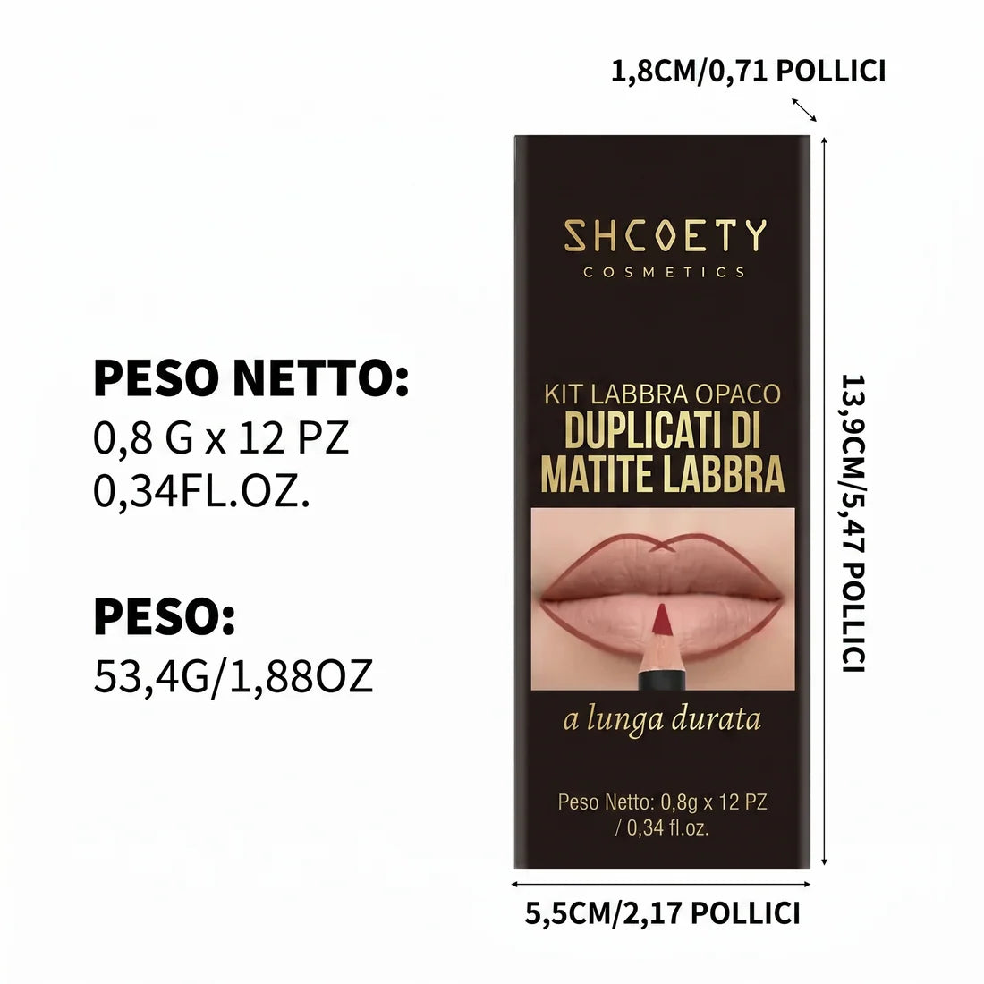 Lábios Definidos Lápis de Contorno Matte Longa Duração Kit 12pcs