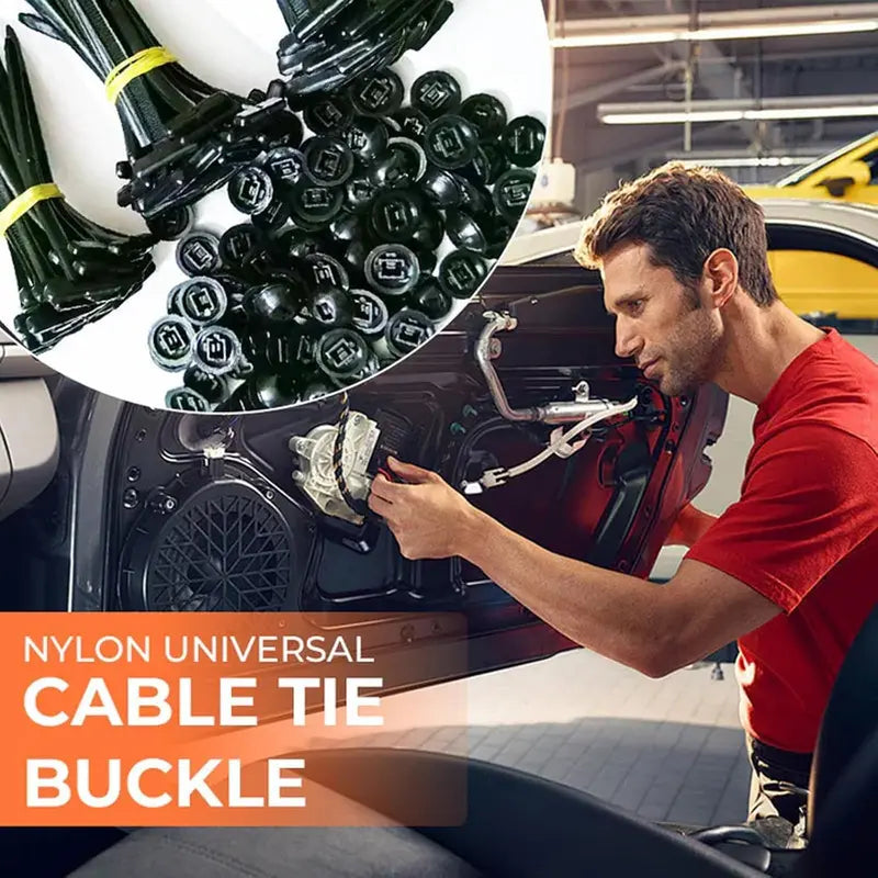 100 peças de fivela universal de nylon para abraçadeiras, abraçadeiras com fivela, abraçadeiras de plástico multiusos, ferramenta para reparação diária de automóveis