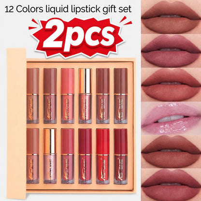Kit com 12 – Conjunto de Batons Líquidos Matte Hidratantes de Longa Duração