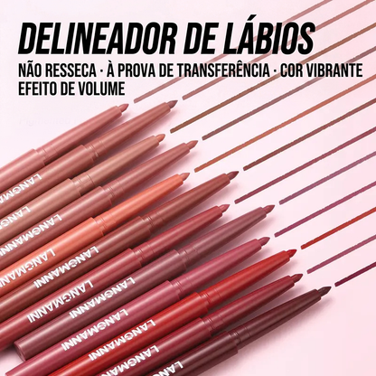 Contorno Labial Matte Duradouro Lápis à Prova d'Água 12 Unidades