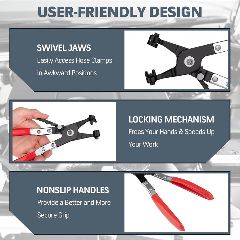 (9 peças) - Conjunto de alicates para abraçadeiras de mangueira - Braço comprido
