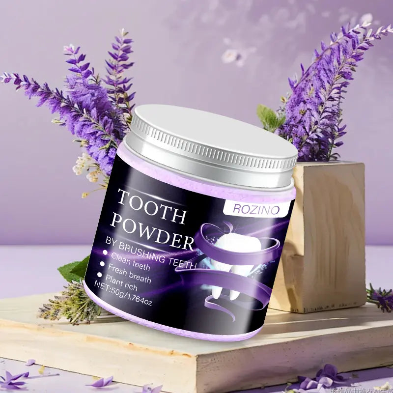 Pó Branqueador Dentário ROZINO Roxo – Correção de Cor com Hidroxiapatite e Remoção de Manchas (50g)