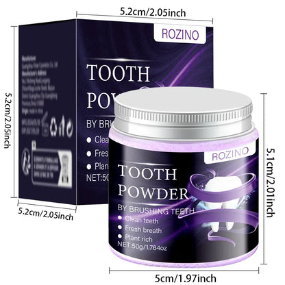 Pó Branqueador Dentário ROZINO Roxo – Correção de Cor com Hidroxiapatite e Remoção de Manchas (50g)
