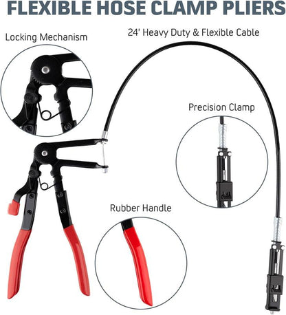 (9 peças) - Conjunto de alicates para abraçadeiras de mangueira - Braço comprido