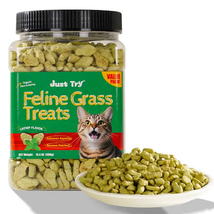 Snacks Naturais para Gatos – Sabor a Salmão com Catnip para o Controlo das Bolas de Pelo e Saúde Dentária (350g)