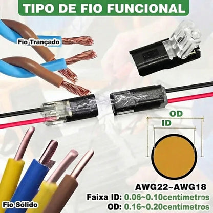 30 unidades - Conector de encaixe de fio duplo